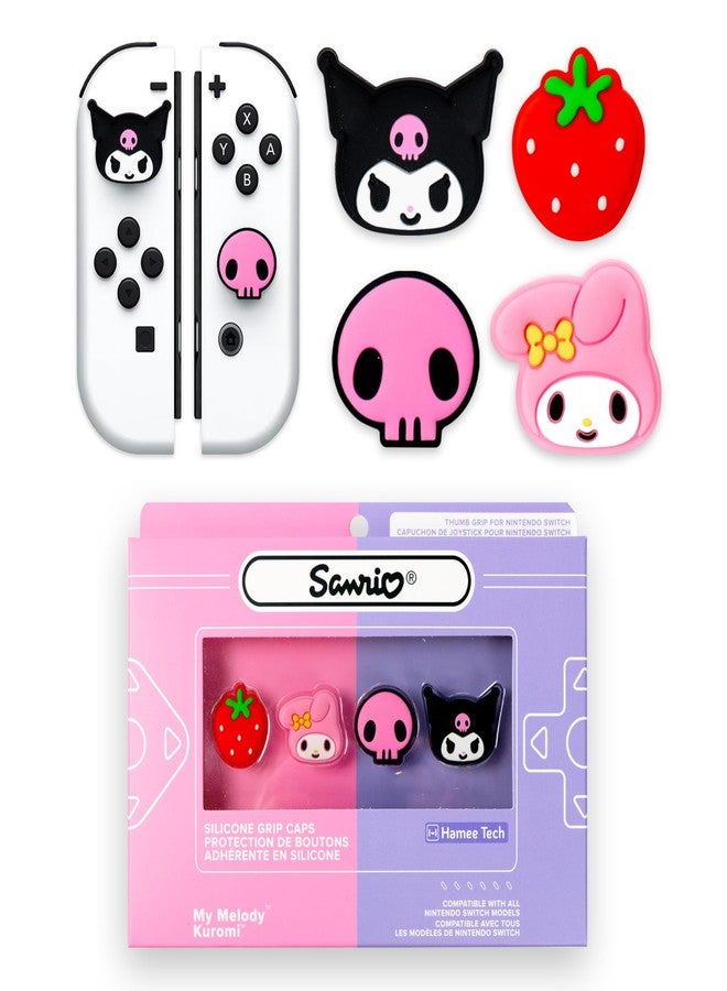 Hamee Hello Kitty and Friends Thumb Grips Compatible with Nintendo Switch OLED/Switch Lite, Character Joystick Grip Cover Caps - My Melody and Kuromi - Image 1