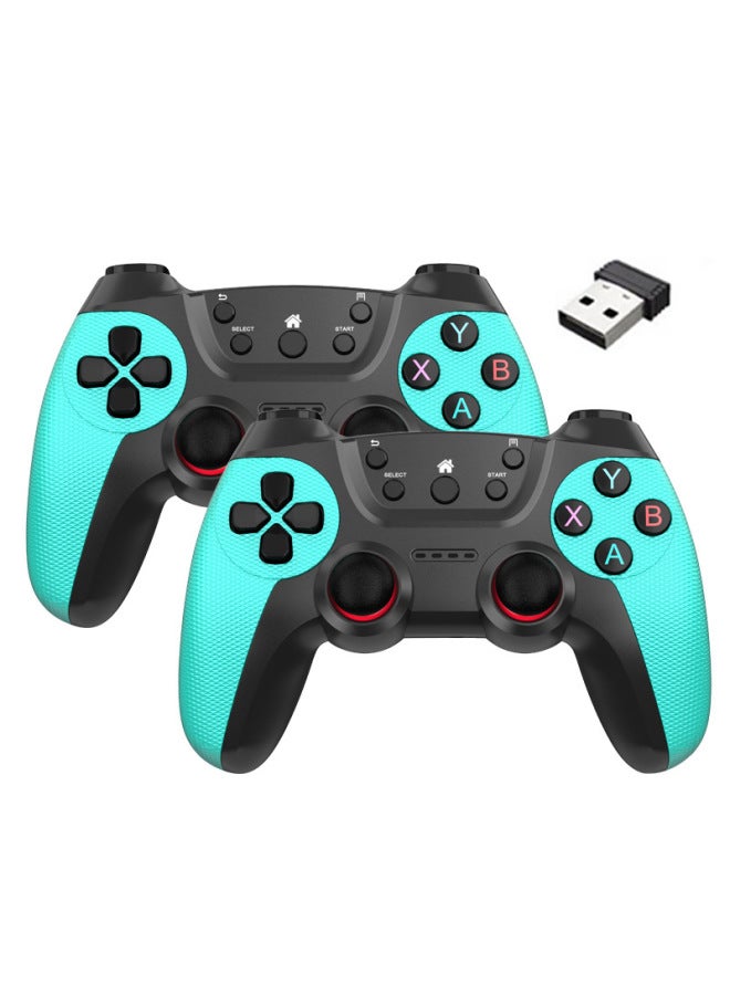 2.4g Wireless Game Controller Dualshock Supports Android Usb Tv Computer Double Player Handle For Tv Computer-Product Color:Mint Green (Doubles)-Bare Metal - Image 1
