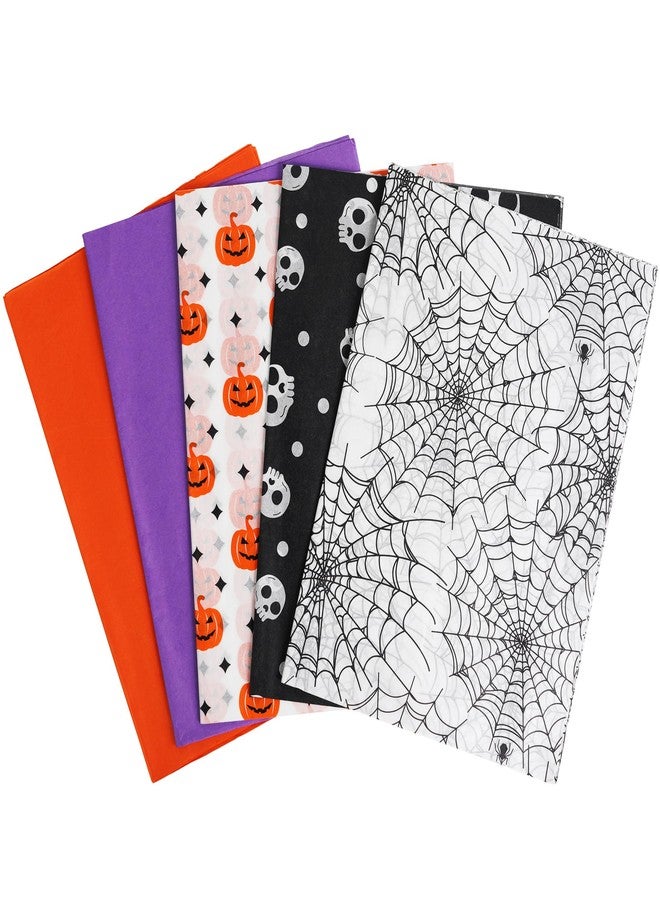 Bobobag 100 Sheets Halloween Tissue Paper for Gift Bags,14"X20" Orange Tissue Paper Purple Pumpkin Spider Various Designs for Halloween Paper Art Deco. - Image 1