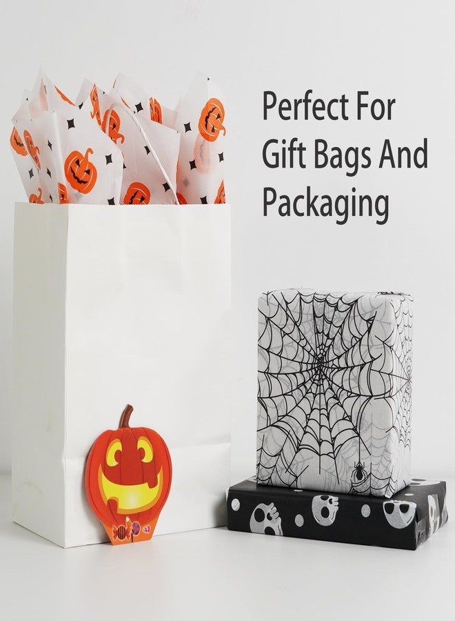 Bobobag 100 Sheets Halloween Tissue Paper for Gift Bags,14"X20" Orange Tissue Paper Purple Pumpkin Spider Various Designs for Halloween Paper Art Deco. - Image 3