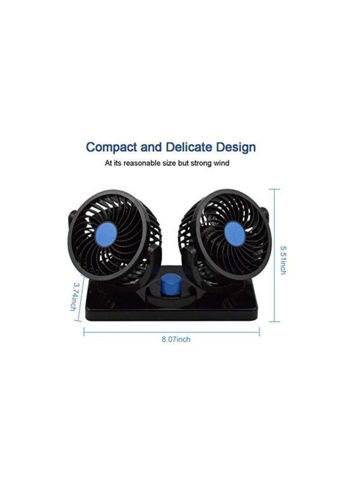 12V Electric Car Cooling Fan Adjustable Dual Head Car Fan - Image 3