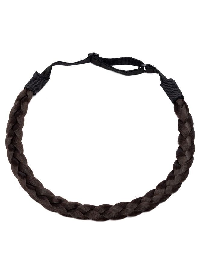 S-noilite Braided Hair band Plaited Headband Elastic Stretch Wide Plaited Braids Braided Headband Synthetic Hairpiece Chunky Braided Headband Trendy Girls Women (Small-three strands braided, dark brown) - Image 3