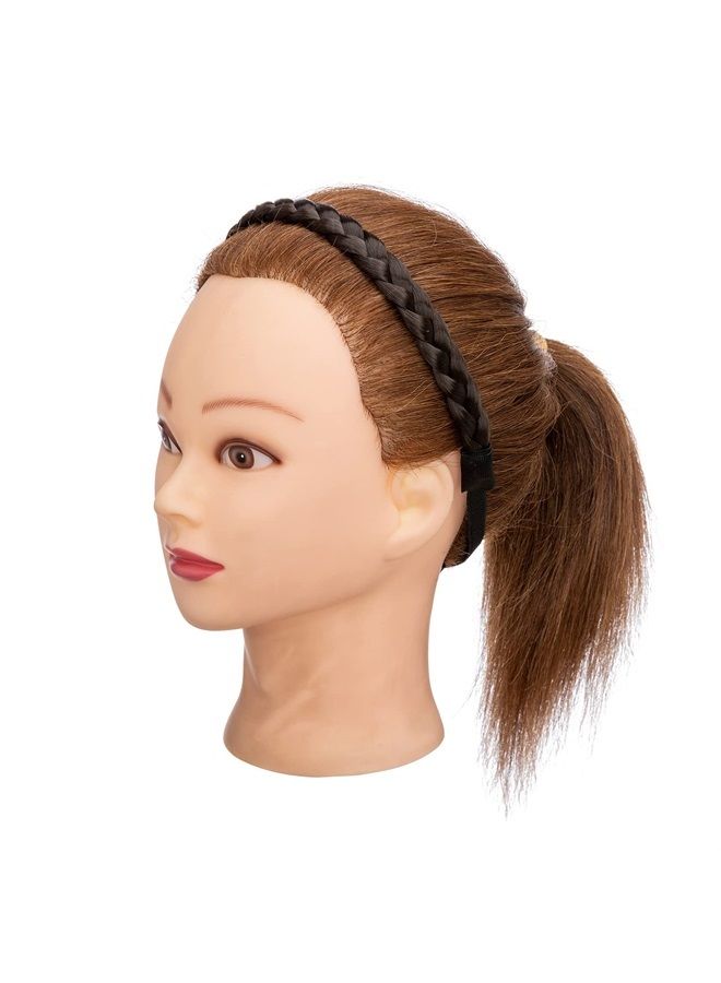 S-noilite Braided Hair band Plaited Headband Elastic Stretch Wide Plaited Braids Braided Headband Synthetic Hairpiece Chunky Braided Headband Trendy Girls Women (Small-three strands braided, dark brown) - Image 5