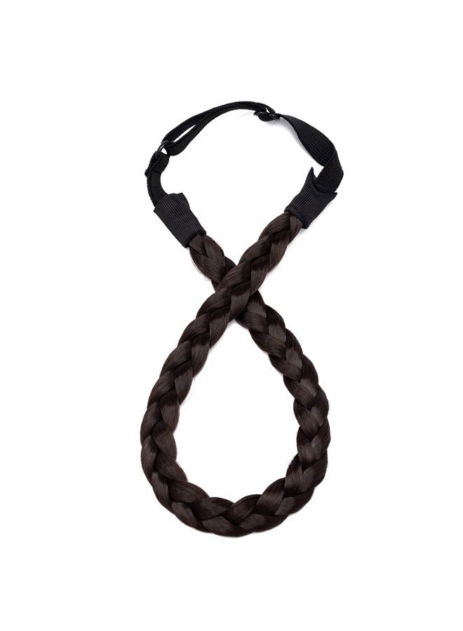 S-noilite Braided Hair band Plaited Headband Elastic Stretch Wide Plaited Braids Braided Headband Synthetic Hairpiece Chunky Braided Headband Trendy Girls Women (Small-three strands braided, dark brown) - Image 4