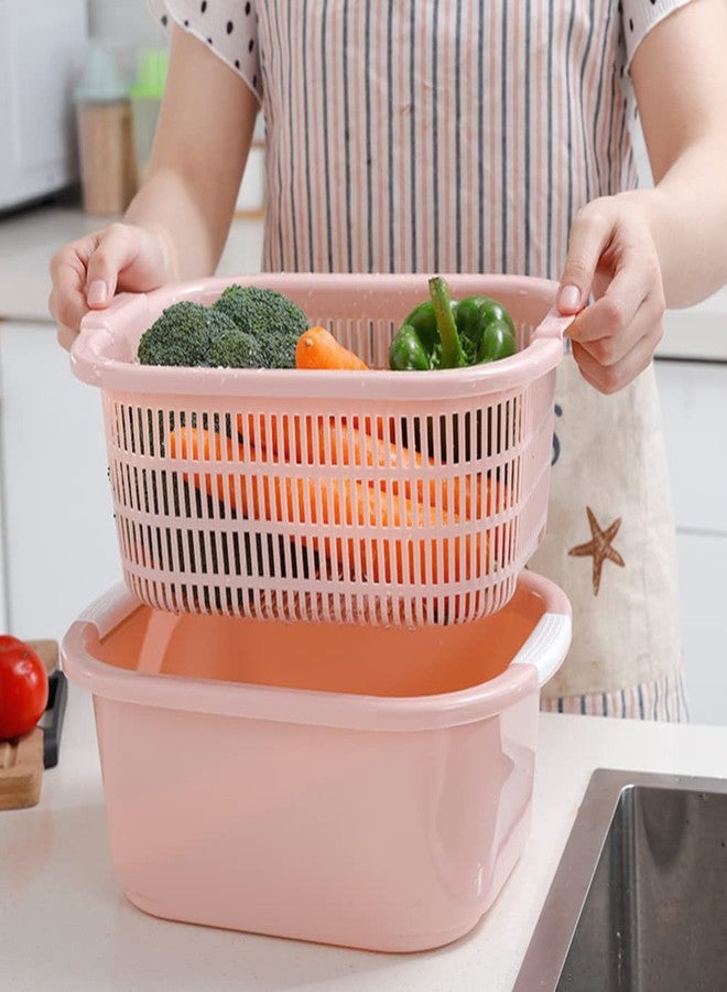 Hemoton Mixed Greens Vegetable Colander Basket Double Layer Fruit Sinks Strainer Kitchen Washing Basket Salad Draining Soaking Bowl Detachable Strainer Spaghetti Noodles Pasta - Image 2
