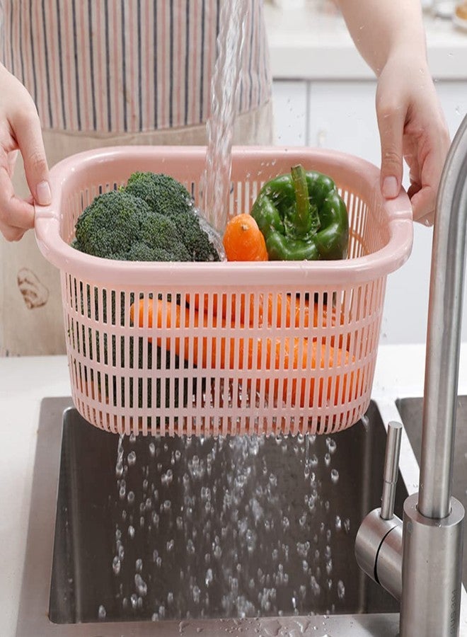 Hemoton Mixed Greens Vegetable Colander Basket Double Layer Fruit Sinks Strainer Kitchen Washing Basket Salad Draining Soaking Bowl Detachable Strainer Spaghetti Noodles Pasta - Image 3