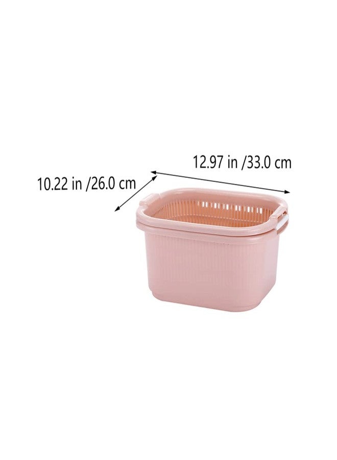 Hemoton Mixed Greens Vegetable Colander Basket Double Layer Fruit Sinks Strainer Kitchen Washing Basket Salad Draining Soaking Bowl Detachable Strainer Spaghetti Noodles Pasta - Image 5