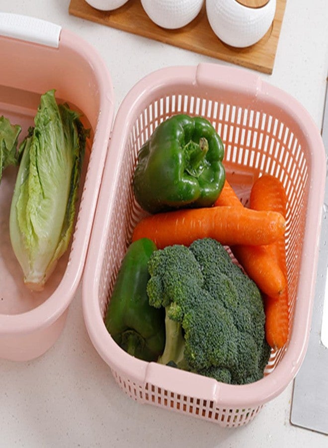 Hemoton Mixed Greens Vegetable Colander Basket Double Layer Fruit Sinks Strainer Kitchen Washing Basket Salad Draining Soaking Bowl Detachable Strainer Spaghetti Noodles Pasta - Image 4