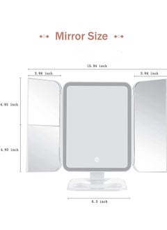 ELTRAZONE Makeup Mirror Vanity with Lights – 68 LED Trifold Mirror, 3 Color Lighting Modes, 1x/2x/3x Magnification, Touch Control Design, Portable High Definition Lighted Cosmetic Mirror, Perfect for Home & Travel (White)  - Image 2