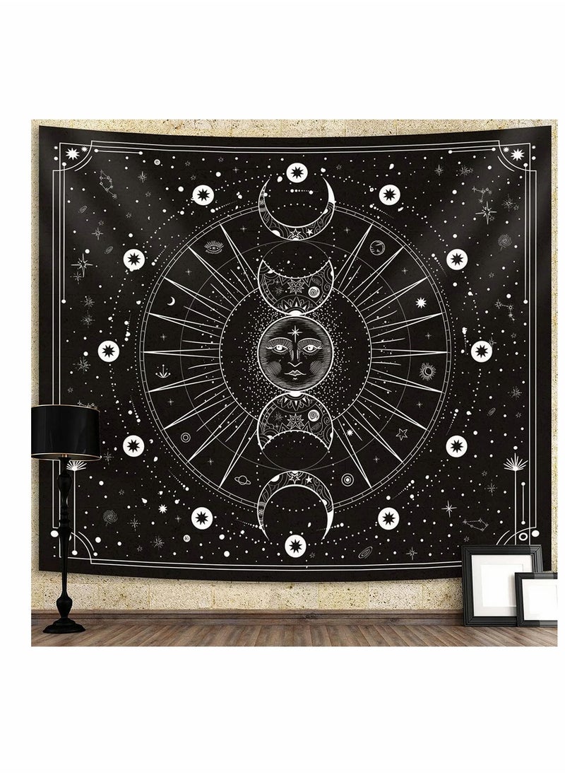 Generic Sun Moon Tapestry Wall Hanging Stars Space Psychedelic Black and White Wall Tapestry for Bedroom Aesthetic Home Wall Décor  - Image 1
