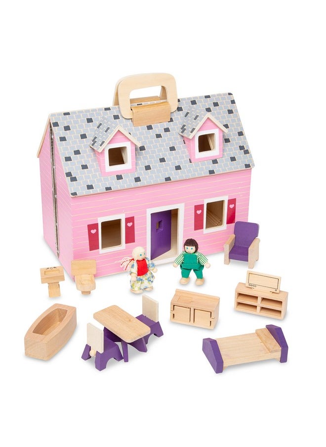 Melissa & Doug - Fold And Go Wooden Dollhouse With 2 Dolls And Wooden Furnituremultione Size - Image 1