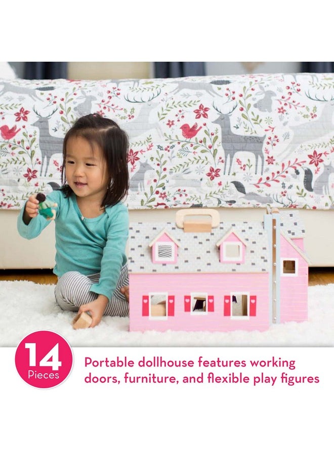 Melissa & Doug - Fold And Go Wooden Dollhouse With 2 Dolls And Wooden Furnituremultione Size - Image 1