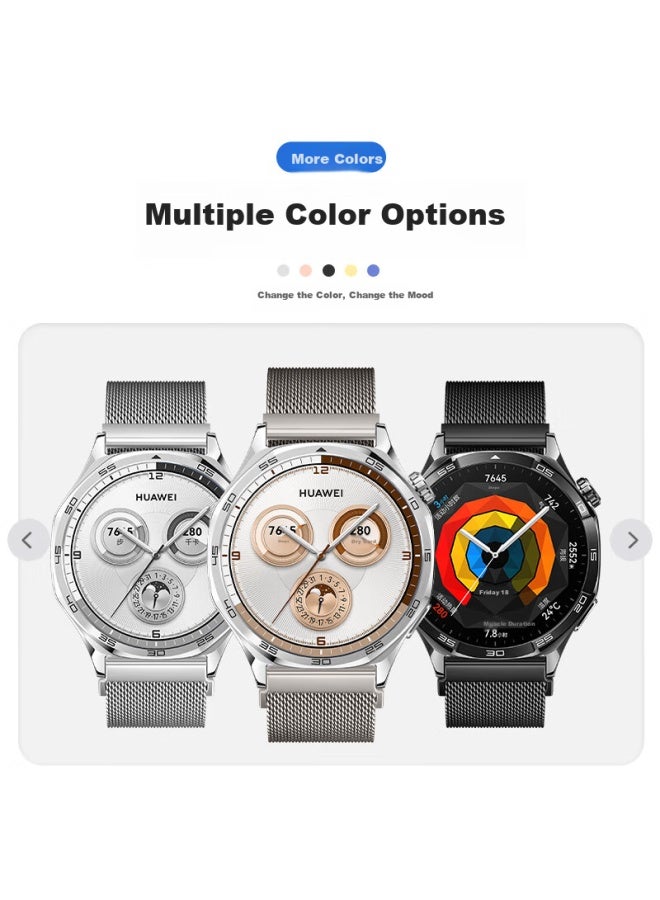 Wei Qiantu سوار Milanese Mesh مع مشبك معدني وامتصاص مغناطيسي لساعة هواوي Watch Strap Gt5/5pro/gt4/watch4pro - 46/48mm، وردي ذهبي - Image 3