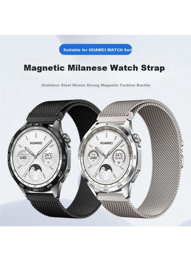 Wei Qiantu سوار Milanese Mesh مع مشبك معدني وامتصاص مغناطيسي لساعة هواوي Watch Strap Gt5/5pro/gt4/watch4pro - 46/48mm، وردي ذهبي - Image 2