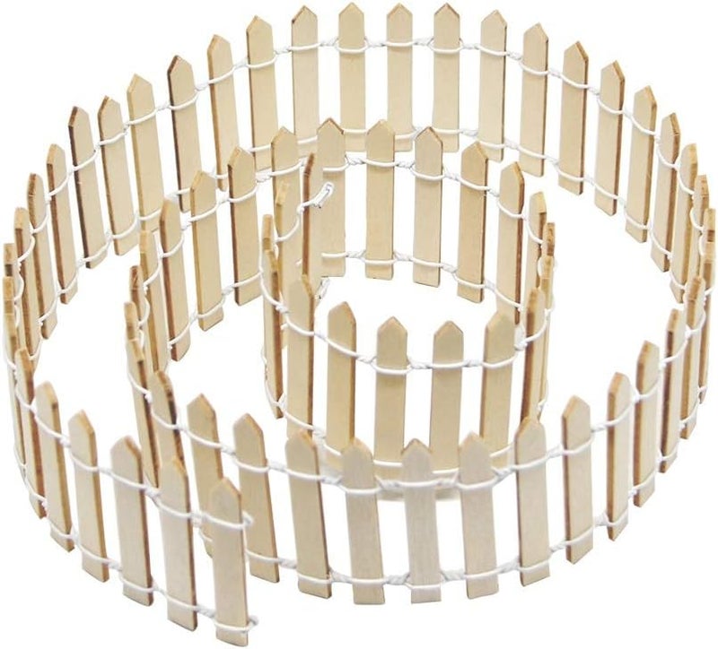 Prsildan 40 Inches Miniature Fairy Garden Fence, DIY Wood Picket Fence Mini Ornament for Home Garden - Image 1