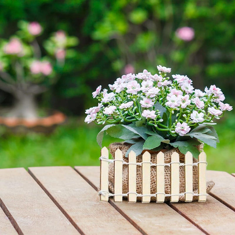 Prsildan 40 Inches Miniature Fairy Garden Fence, DIY Wood Picket Fence Mini Ornament for Home Garden - Image 5