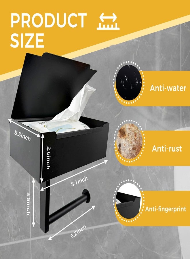 Baooery Toilet Paper Holder with Shelf, Toilet Paper and Wipes Holder, Wipes Dispenser and Storage, Stainless Steel Wall Mount Toilet Paper and Flushable Wipes Storage - Image 2