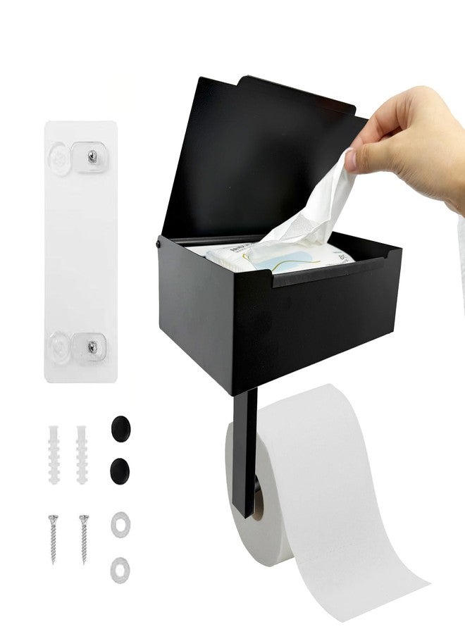 Baooery Toilet Paper Holder with Shelf, Toilet Paper and Wipes Holder, Wipes Dispenser and Storage, Stainless Steel Wall Mount Toilet Paper and Flushable Wipes Storage - Image 1