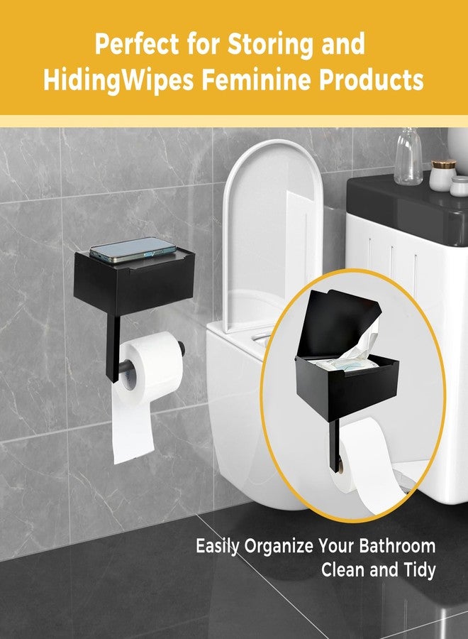 Baooery Toilet Paper Holder with Shelf, Toilet Paper and Wipes Holder, Wipes Dispenser and Storage, Stainless Steel Wall Mount Toilet Paper and Flushable Wipes Storage - Image 5