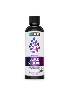 Zhou Zhou Organic Black Seed Oil | 100% Virgin Cold Pressed Omega 3 6 9 | Super Antioxidant for Immune Support, Joints, Digestion, Hair & Skin | Vegan, Gluten-Free, Non-GMO | 8oz  - Image 1