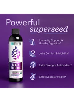 Zhou Zhou Organic Black Seed Oil | 100% Virgin Cold Pressed Omega 3 6 9 | Super Antioxidant for Immune Support, Joints, Digestion, Hair & Skin | Vegan, Gluten-Free, Non-GMO | 8oz  - Image 3