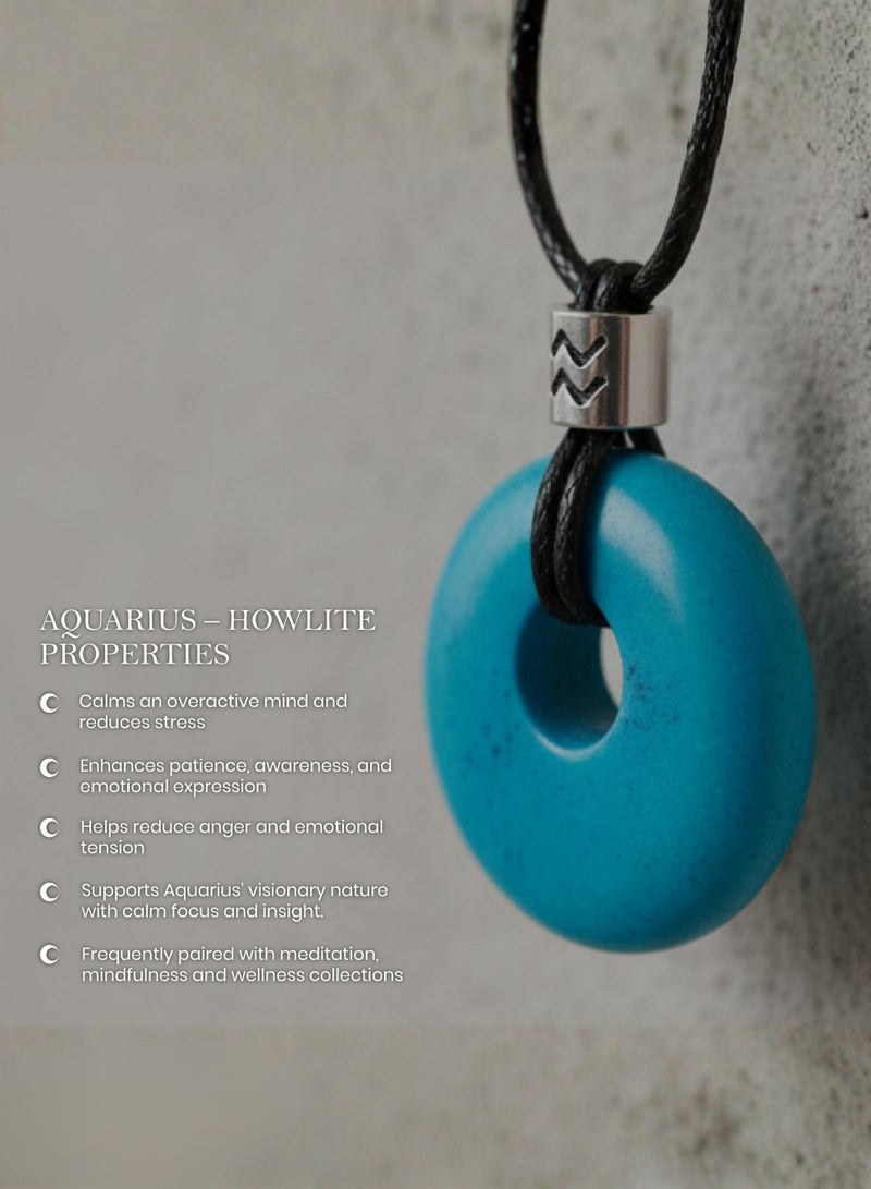 British Fossils Zodiac Pendant Aquarius - Howlite - Image 5
