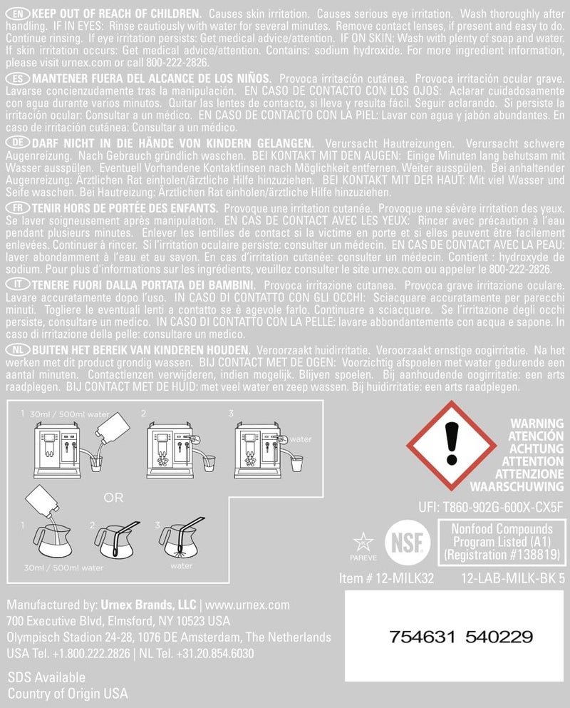 Urnex أورنكس - رينزا صابون تنظيف رغوة الحليب القلوي - 33.6 أونصة - Image 4