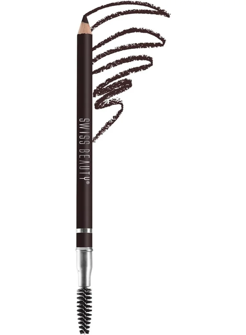 سويس بيوتي Swiss Beauty Eyebrow Definer Pencil With Spoolie | Smudge Proof, Waterproof And Pigmented Eyebrow Pencil |Shade - Deep Brown, 1.5Gm