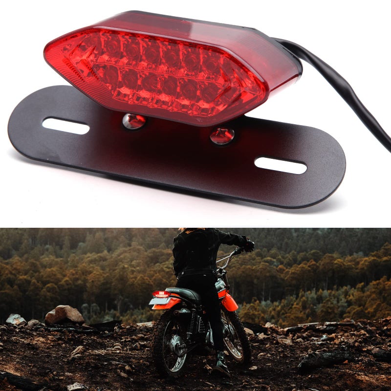 مصباح ذيل الدراجة النارية DREAMIZER مع مصباح تشغيل مدمج ومصباح فرامل وإشارة انعطاف مع حامل لوحة الترخيص متوافق مع دراجات الشارع والدراجات الكروزر والشوبر والمزيد