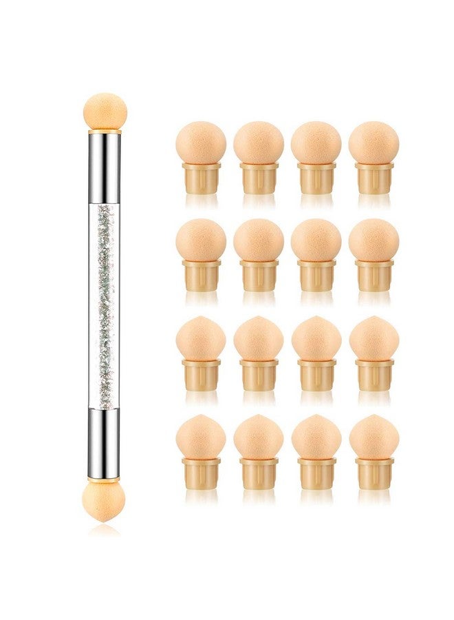 SILPECWEE 1Pc Uv Gel Nail Gradient Sponges Pen With 16Pcs Replaceable Sponge Heads Double Head Nail Ombre Brush Acrylic Manicure Diy Tools - Image 1