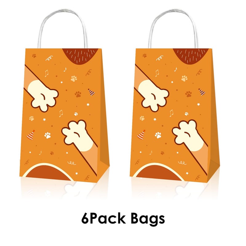 BOBORAT Blue Dog Pet-Themed Paper Gift Bags, 12 Pack, Blue and Orange Party Favor Bags with Handles, 8.3 x 4.7 inches - Image 3