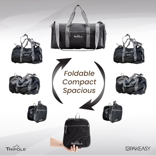 Tripole PAKEasy Foldable Duffel Bag | Portable Bag for Traveling | 40 litres (Black) - Image 3