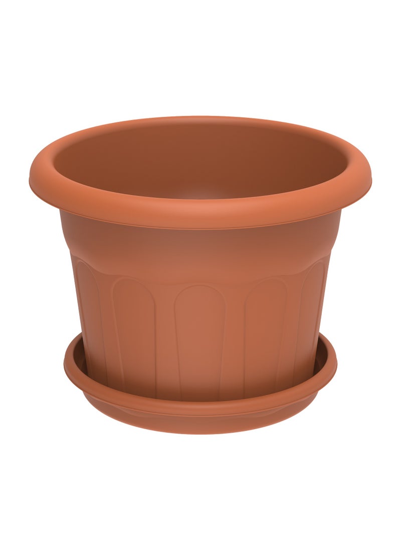 Cosmoplast 28" Round Flowerpot with Tray (Terracotta) 
