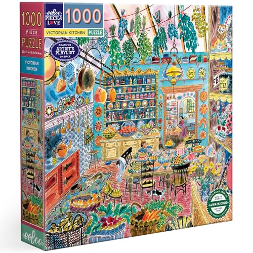 eeBoo 1000 Piece Puzzle Victorian Kitchen Jigsaw Puzzle for Adults Square 23 x 23 Made with Recycled Board VegetableBased Ink - Image 1