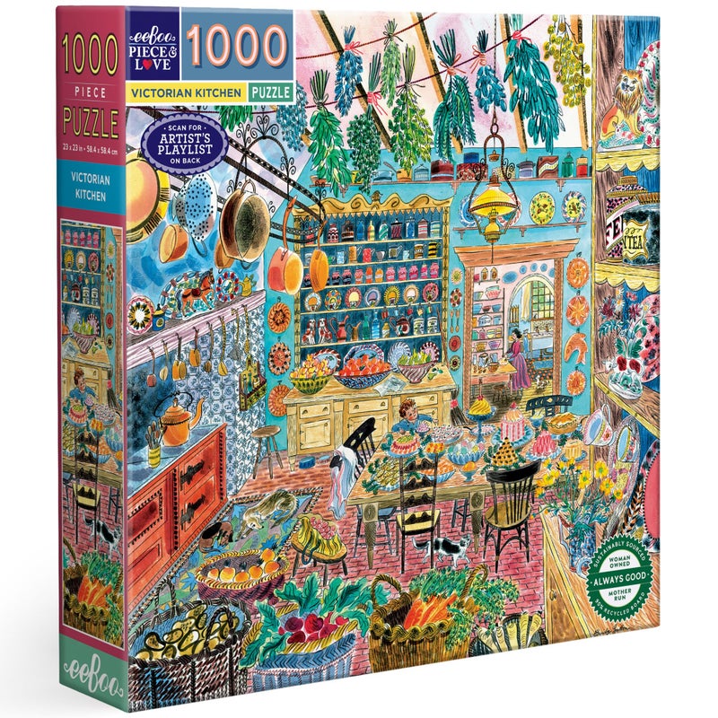 eeBoo 1000 Piece Puzzle Victorian Kitchen Jigsaw Puzzle for Adults Square 23 x 23 Made with Recycled Board VegetableBased Ink - Image 3