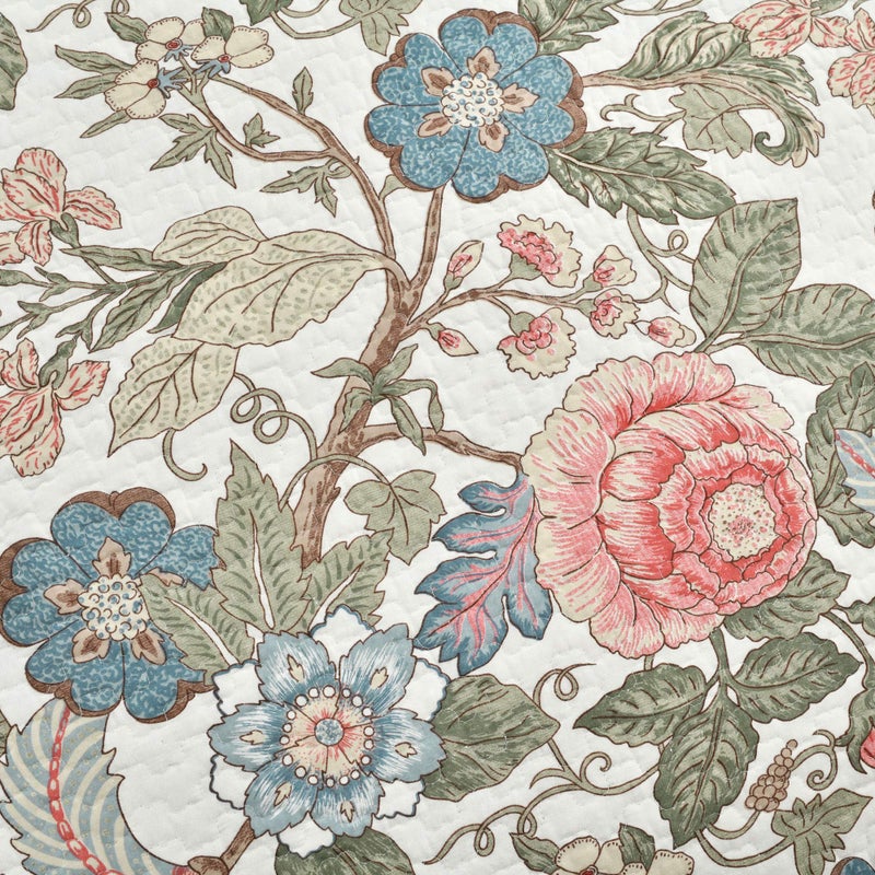 Lush Decor Sydney Reversible Cotton Quilt Set - Charming & Colorful Floral Leaf Design - 3 Piece Quilted Botanical Bedding Set With Shams - Full/ Queen, Green & Blue - Image 3