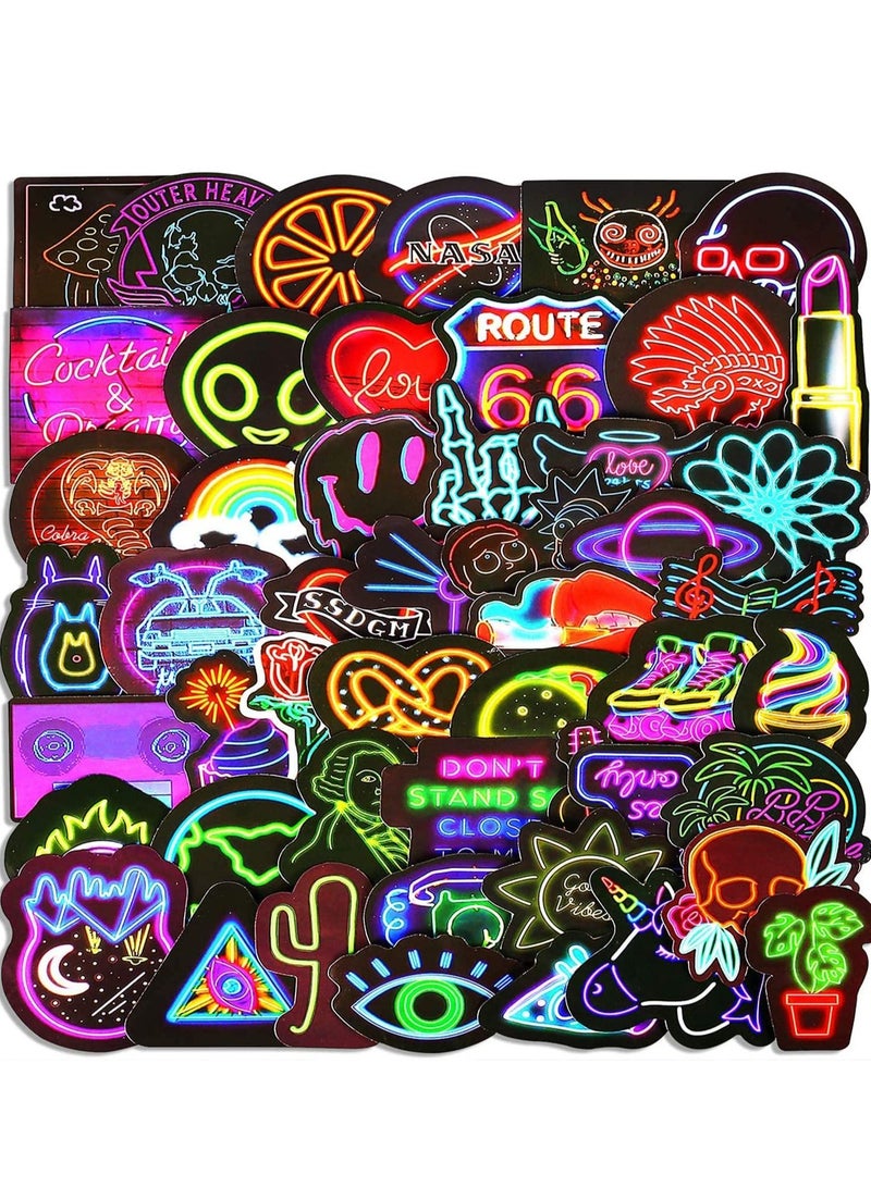 SYOSI Neon Sticker Pack Waterproof Stickers Notebook Skateboard Water Bottle Luggage Bike Phone Decals Vinyl Teen Kids 100 - Image 2