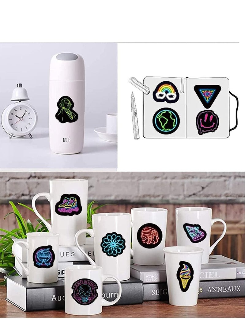 SYOSI Neon Sticker Pack Waterproof Stickers Notebook Skateboard Water Bottle Luggage Bike Phone Decals Vinyl Teen Kids 100 - Image 3