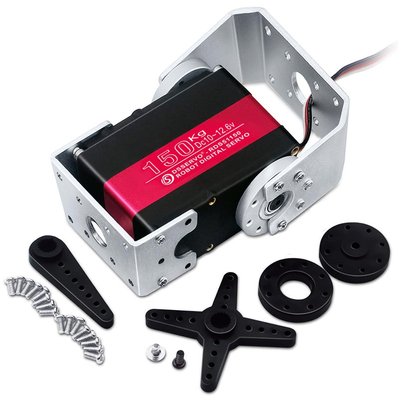 ANNIMOS 150KG Robot Servo Motor 12V High Voltage High Torque Steel Gear Large Digital Steering Servos with Mount Brackets - Image 1