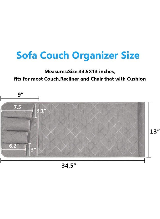 Storage Box, Sofa Arm Organizer, TV Remote Control Storage Rack, Non-slip Storage for Recliner Sofa with 5 Pockets for Mobile Tv Remote Control Magazine (Grey) - Image 4