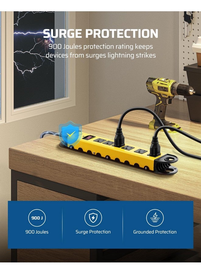 DEWENWILS Metal Power Strip, 6-Outlet Heavy Duty Surge Protector with 15FT Long Cord, UL Listed, 14AWG/3C, 15A Circuit Breaker, 900 Joules, Low Profile Flat Plug, Wall Mountable - Image 2