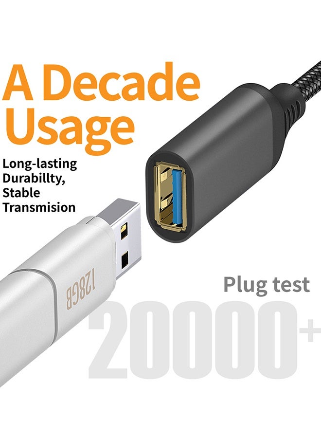 USB Extensions Cable High Speed USB 3.0 Extension Cord Type A Male to Female Sturdy Braided Material Fast Data Transfer Compatible with USB Keyboard,Mouse,Flash Drive,10FT - Image 4