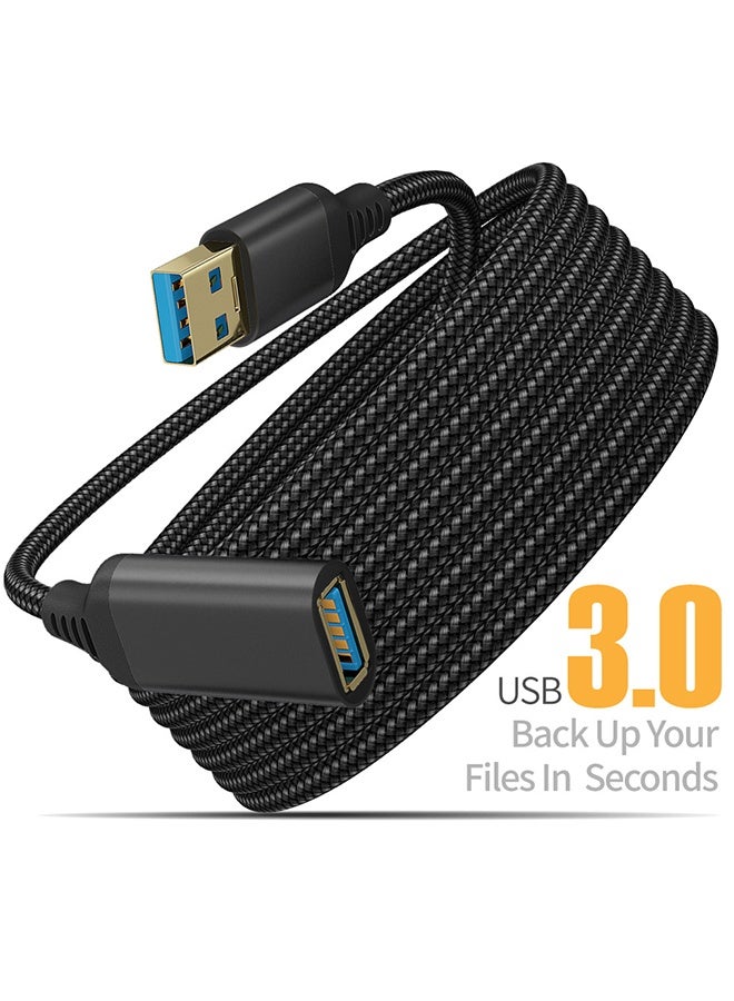 USB Extensions Cable High Speed USB 3.0 Extension Cord Type A Male to Female Sturdy Braided Material Fast Data Transfer Compatible with USB Keyboard,Mouse,Flash Drive,10FT - Image 1