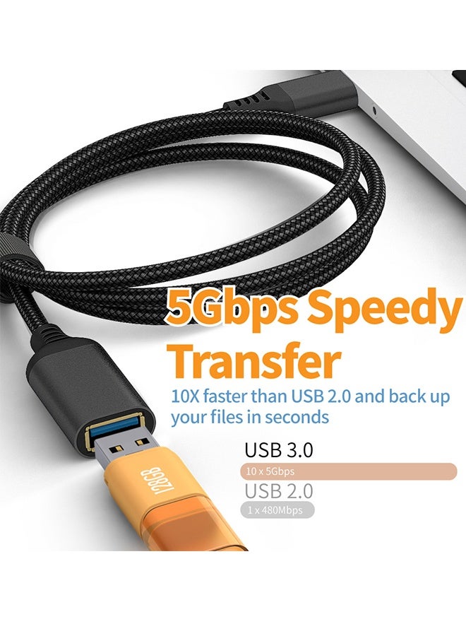 USB Extensions Cable High Speed USB 3.0 Extension Cord Type A Male to Female Sturdy Braided Material Fast Data Transfer Compatible with USB Keyboard,Mouse,Flash Drive,10FT - Image 2