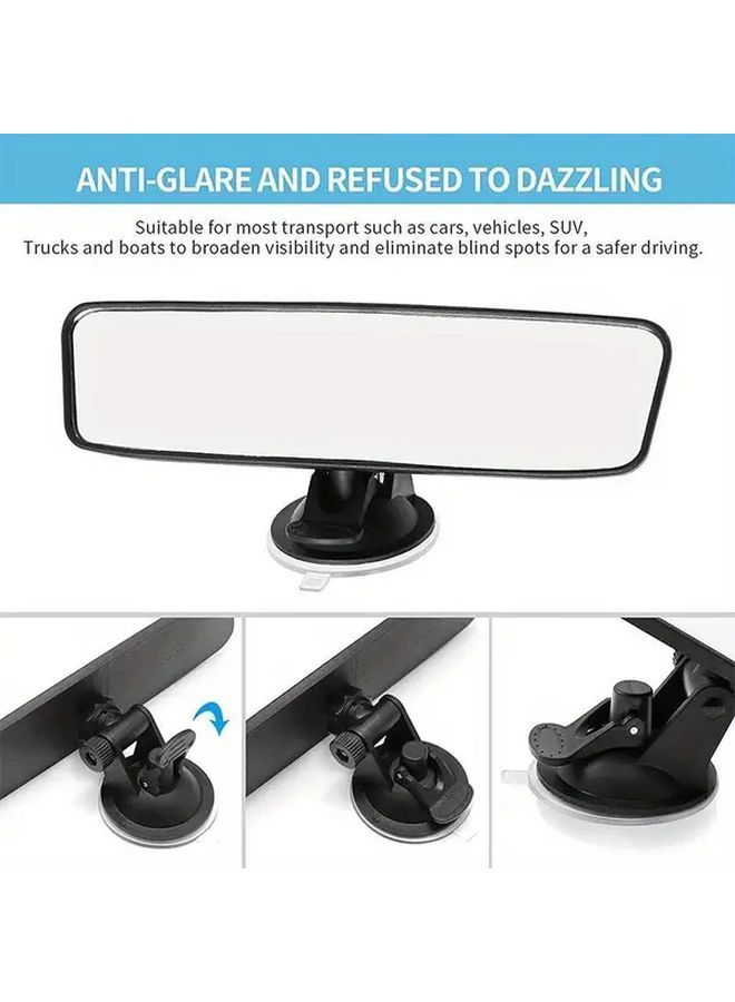White 360 Degree Adjustable Car Rearview Mirror Suction Cup Mount - Image 5