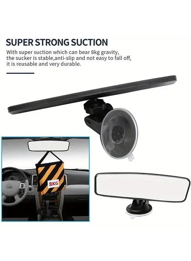 White 360 Degree Adjustable Car Rearview Mirror Suction Cup Mount - Image 4
