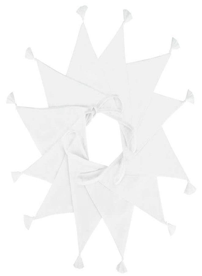 G2PLUS 10.8Ft Cotton Triangle Bunting Banner - 12pcs White Fabric Pennant Flag with Tassels, Double Side Triangle Banner Garland for Weddings, Birthdays, Garden & Baby Showers - Image 4