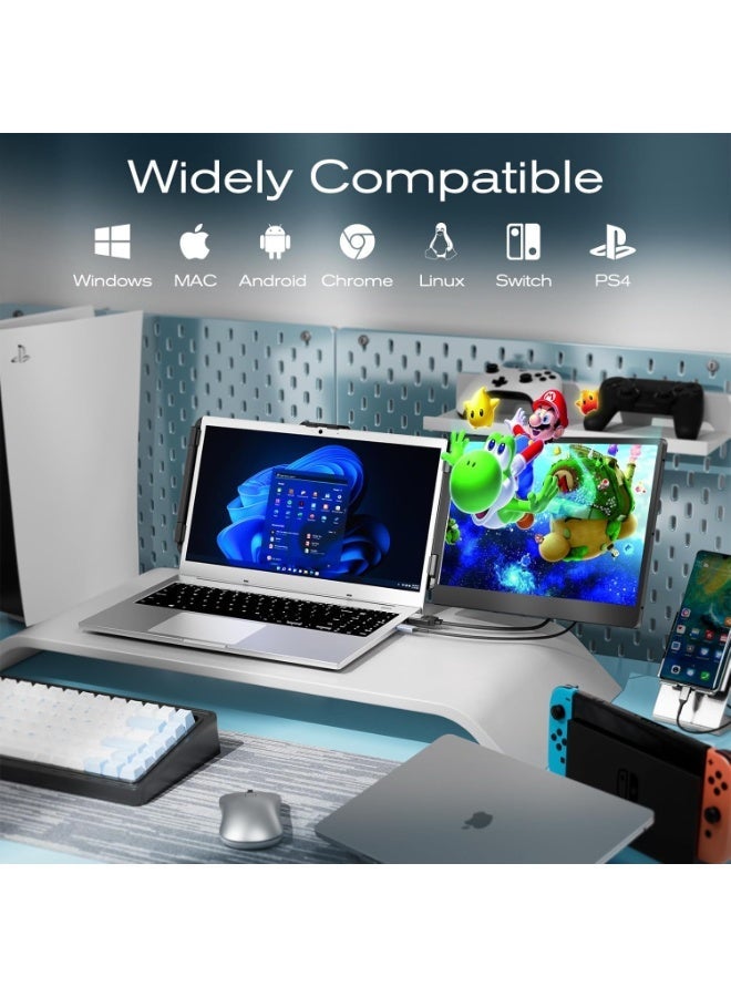 تيم جيي شاشة لابتوب FHD مقاس 14 انش من تيمجي - شاشة ثانية لاجهزة ماك وويندوز كروم مقاس 13.3-17 انش - USB-C وHDMI - Image 2