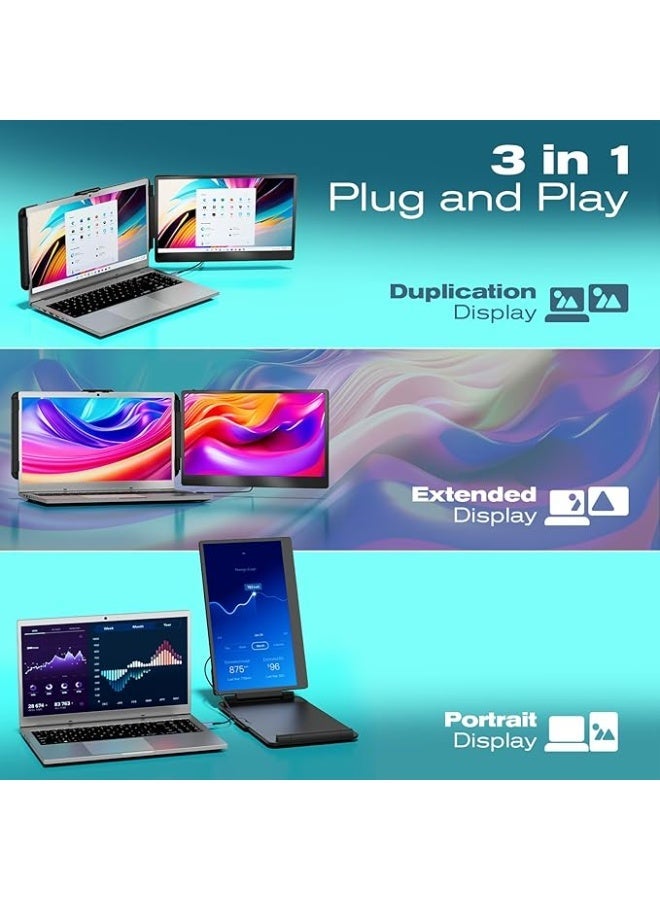 تيم جيي شاشة لابتوب FHD مقاس 14 انش من تيمجي - شاشة ثانية لاجهزة ماك وويندوز كروم مقاس 13.3-17 انش - USB-C وHDMI - Image 3