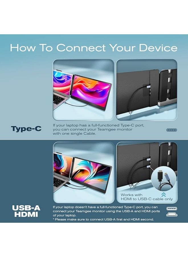تيم جيي شاشة لابتوب FHD مقاس 14 انش من تيمجي - شاشة ثانية لاجهزة ماك وويندوز كروم مقاس 13.3-17 انش - USB-C وHDMI - Image 5